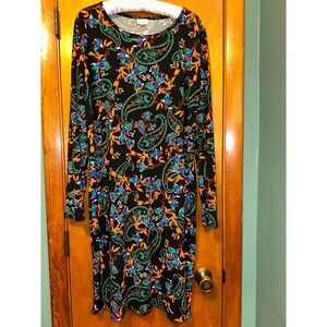 LuLaRoe Debbie 3X Long Sleeve Maximalist Dress Size Medium Paisley T-Shirt Dress